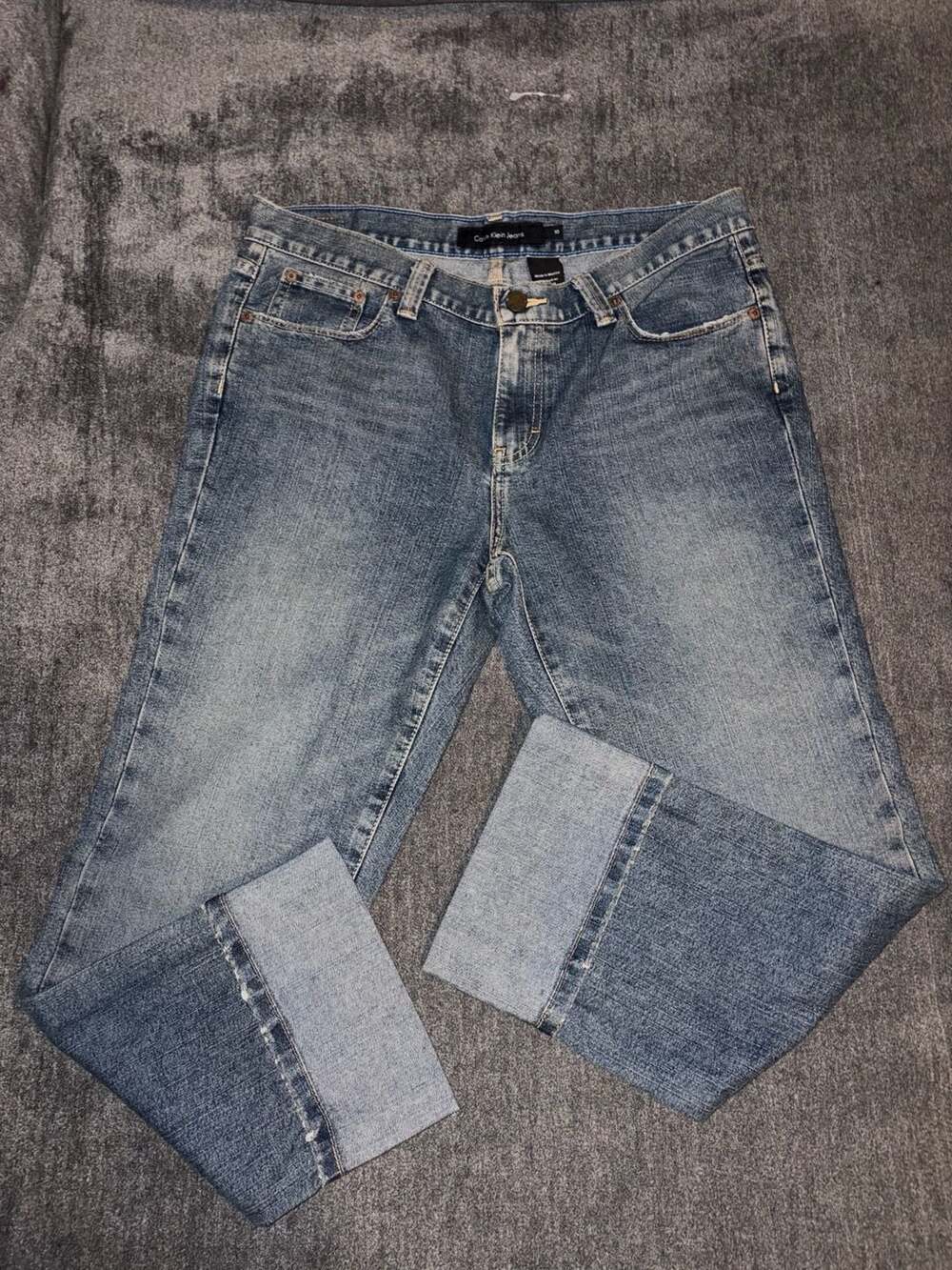 Calvin Klein Jeans Straight Leg Jeans Size 10 Blue Rolled Cuffs